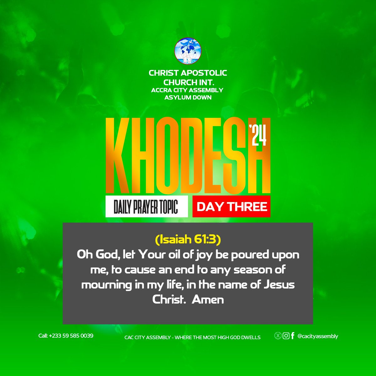 cacityassembly's tweet photo. Join Our Fasting & Prayer Network Now! 🕊️🤍
DAY 3: ISAIAH 61:3 🗣❤️🔥
Church service @ 6 pm 🥳💪
SEE YOU 🔜!!! 🏃♂️🏃♀️
GOD BLESS YOU! 🙏🥰
#ABlessingToTheNations
#Khodesh #Khodesh2024
#NewBeginningWithGod
#CacAsylumDown🛐
#CaciCityAssembly💒
#WhereTheMostHighGodDwells🔥 https://t.co/ti0nFRk0hd