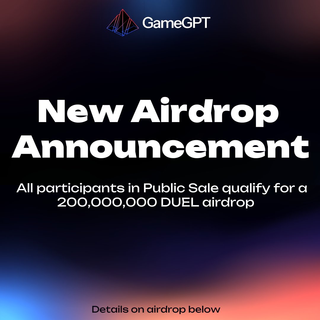 @RainmakerGaming <a href="/FjordFoundry/">Fjord Foundry</a> Pre registration for DUEL New Airdrop is available for all users  🔥

💰Size: 200,000,000 DUEL
💸 TOTAL: 2000 users
🪂How to participate?
Sign up on our official website: 

🔗bento-gamesgpt.me

⏲️ Hurry up! Quantity of users is limited