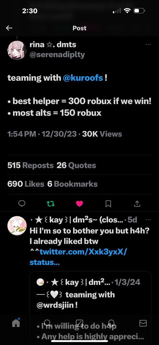 Jeans_chipss's tweet photo. @tiichu_ @kuroxine Done!! Hoping to win 😭🩷✨ https://t.co/8xlChnBG1n