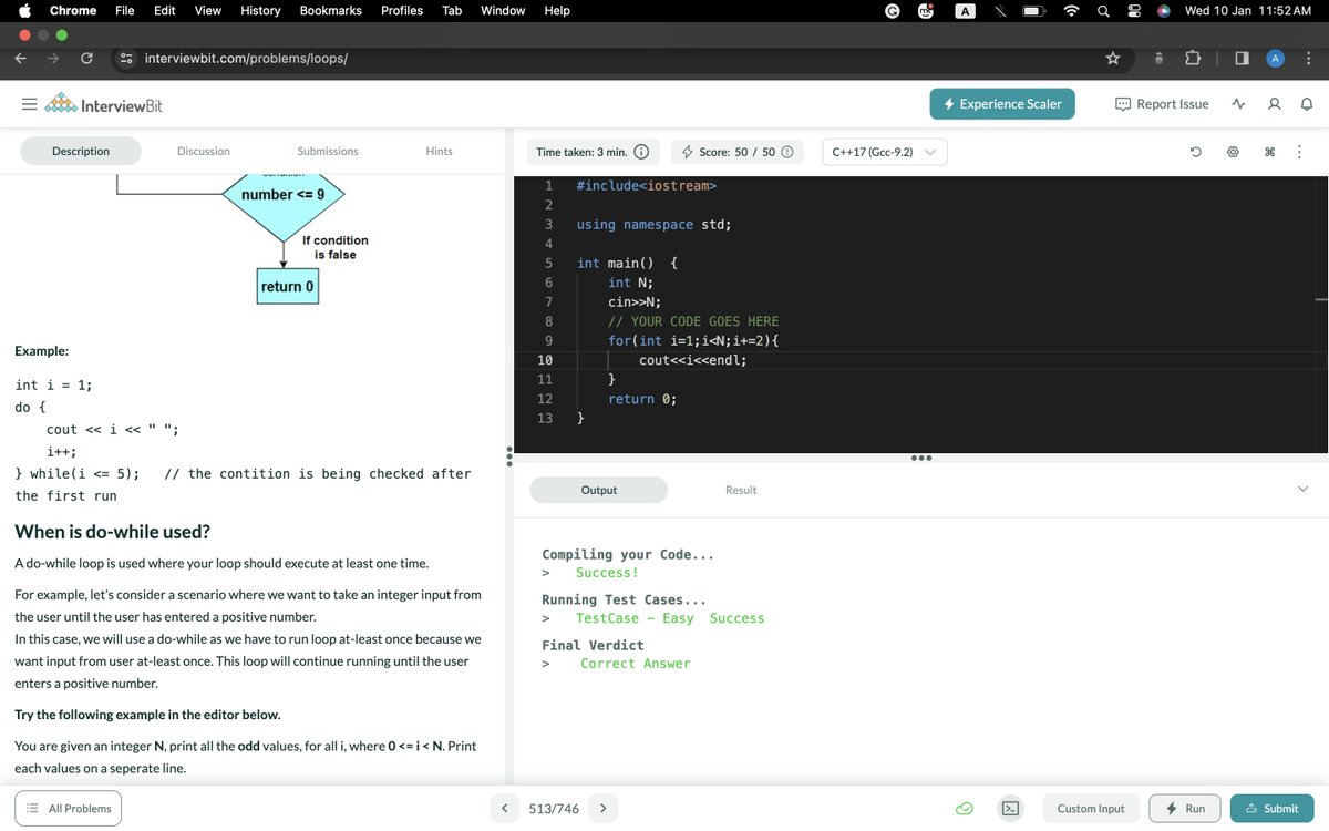 AditiDahiya3006's tweet photo. Hey all 👋!!   I have completed #Day009 of #365DaysOfCode Challenge with @scaler_official
Problem Statement 1: Loops (Easy)   
Problem Statement 2: Jump Statements (Medium)
CommunityLink: https://t.co/BFvyymVVz9 
#scalerdiscord #codewithscaler #365daysofcodescaler #365DaysOfCode https://t.co/A99Zwc9HVM