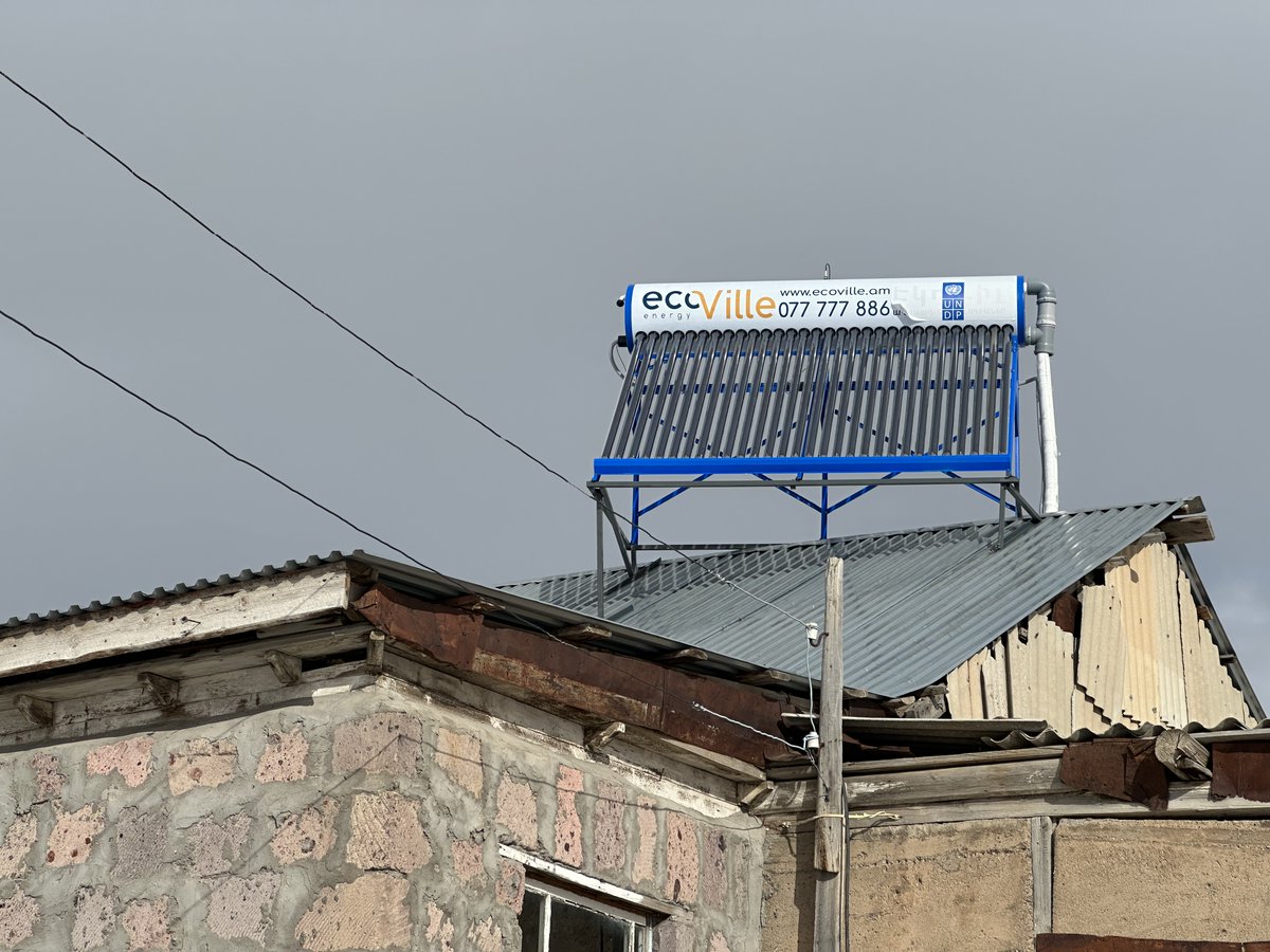 UNDPArmenia's tweet photo. In 2023, w/support of @UNDPArmenia Sustainable Communities" programme,  55 houses in Sotk &amp; Kut settlements in #Vardenis of #Gegharkunik region were equipped w/solar water heaters 4 residents 2 consistently have hot water &amp; heating even during subzero air temperatures. https://t.co/7JI1vkRB8T