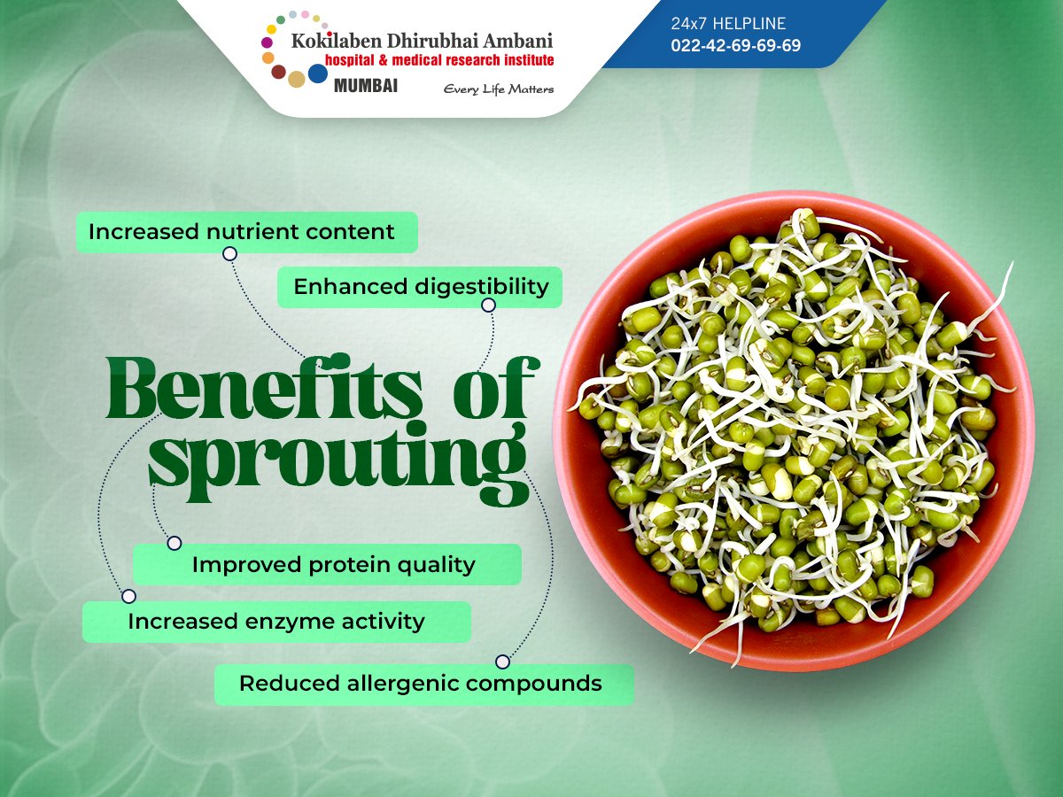 KDAHMumbai's tweet image. #Sprouting of any #legumes is known to increase their nutritive value. It can break down anti-nutrients like phytic acid and enzyme inhibitors, which may hinder the absorption of nutrients making them easier for the body to digest. #benefitsofsprouting