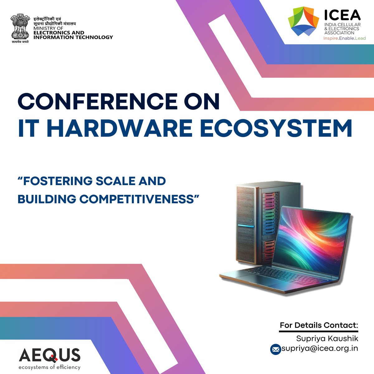 We're pleased to share the exclusive ICEA Conference on IT Hardware Ecosystem 'Fostering Scale and Building Competitiveness' on January 15th, 2023. This high-level gathering, with the Secretary of MeitY as Chief Guest, will feature participation from MeitY, NITI Aayog, DPIIT,