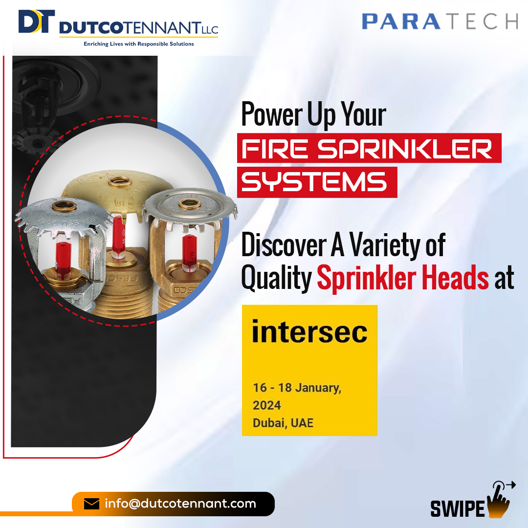Dutcotennant's tweet image. Prepare yourself for an extraordinary experience as we showcase #Paratech UL-listed Flexible #Hose Systems and high-quality #Sprinkler Heads at #Intersec 2024. Uncover extensive insights about our showcase by navigating to shorturl.at/juvyN
#firefighting  #DutcoTennantLLC