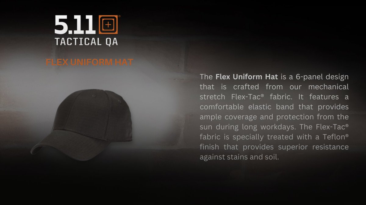 511tacticalqa's tweet photo. "Introducing the Flex Uniform Hat - a durable 6-panel hat made from Flex-Tac® fabric. With an elastic band and Teflon® finish for superior resistance against stains and soil, this hat is perfect for hardworking environments. 🔥👌💪" 

#Weare511 #511tacticalqa #alwaysbeready https://t.co/t1Ar0Bf7aK