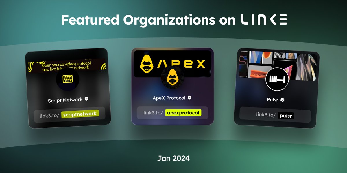 ✨ In the spotlight this week on ❮ Link3 ❮ are <a href="/script_network/">Harbor AI</a>, <a href="/OfficialApeXdex/">ApeX Protocol</a>, and <a href="/pulsr_ai/">Pulsr</a>!

Visit their all-in-one web3 profiles for a treasure trove of knowledge and inspiration! 🧵👇