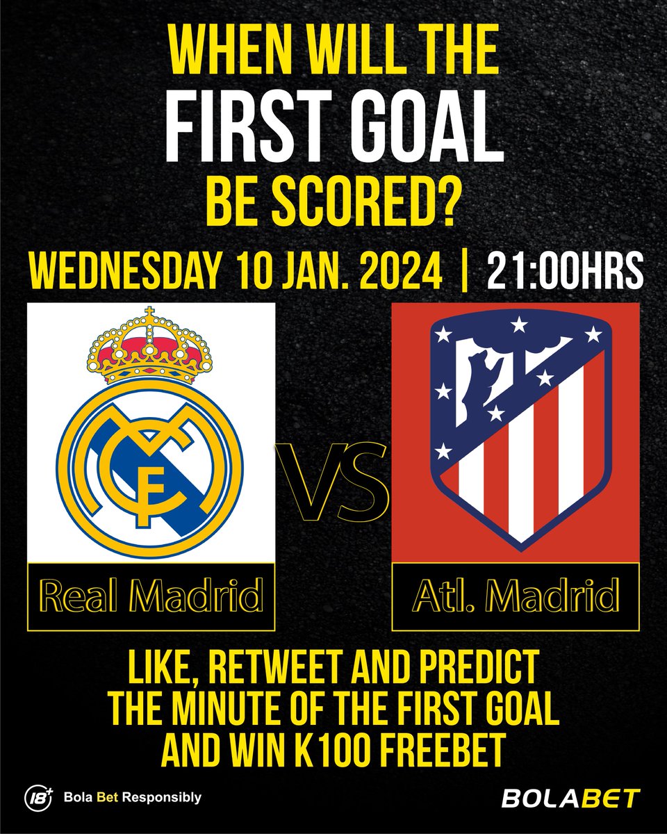Bolabet_Zambia's tweet photo. LIKE, RETWEET &amp; REPLY WITH YOUR PREDICTED MINUTE OF THE FIRST GOAL AND WIN K100!
All replies should be published until 21:00h 21:00h 10.January 2024.
You must be over the age of 18 to participate
👉🏿 https://t.co/m1LIDTk03H 👈
TERMS &amp; CONDITIONS
👉🏿 https://t.co/cFvyybB0ac 👈 https://t.co/rkfdpFj4ft