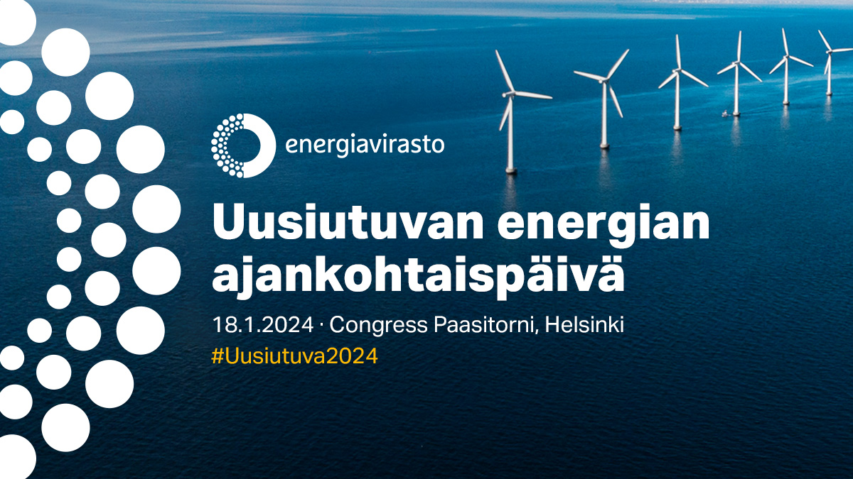 Viimeisiä hetkiä ilmoittautua mukaan Uusiutuvan energian ajankohtaispäivään!

Tule mukaan kuulemaan ja keskustelemaan muun muassa vetytaloudesta, tuulivoimainvestoinneista sekä sähkön kohoavasta kysynnästä.

🗓 18.1.2024
🔗 Katso lisätiedot ja ilmoittaudu: oppia.fi/events/377/uus…