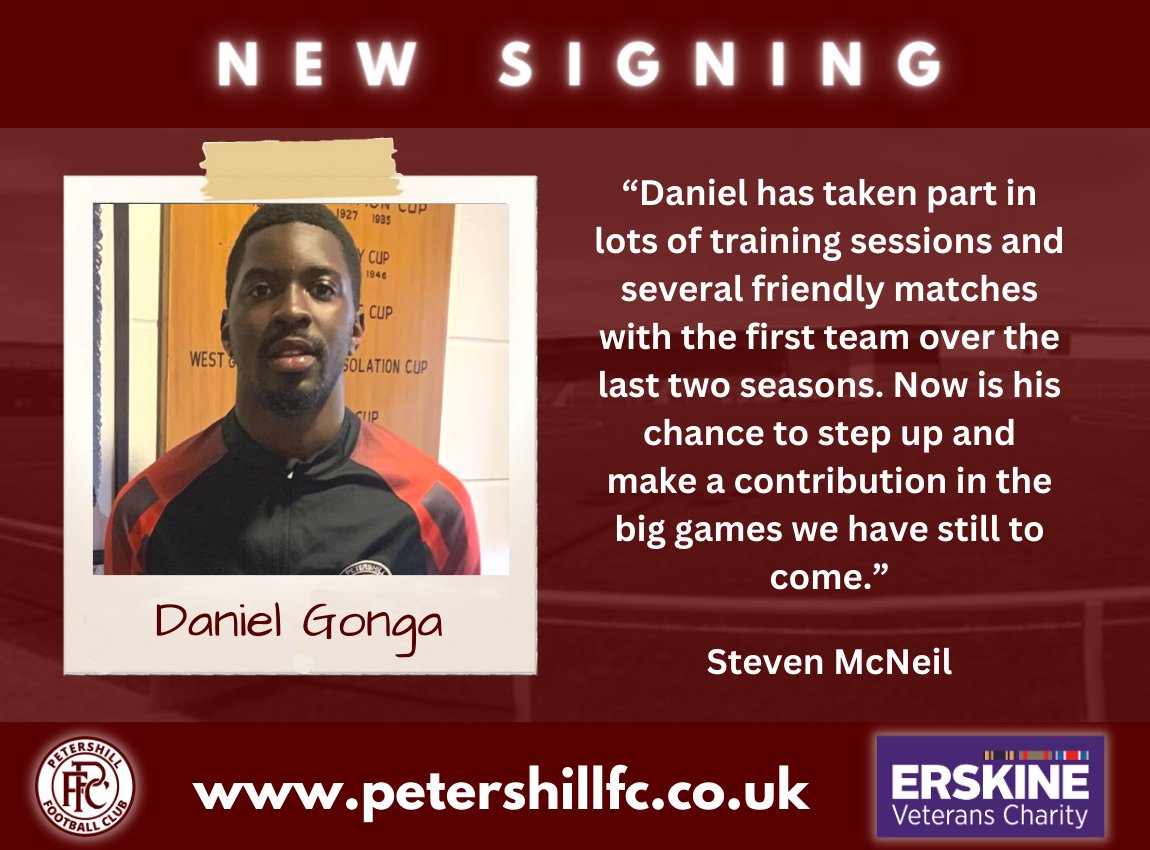 We are pleased to announce the signing of Daniel Gonga from @petershill21_s Danny is straight into the squad for Saturday's match against Glencairn