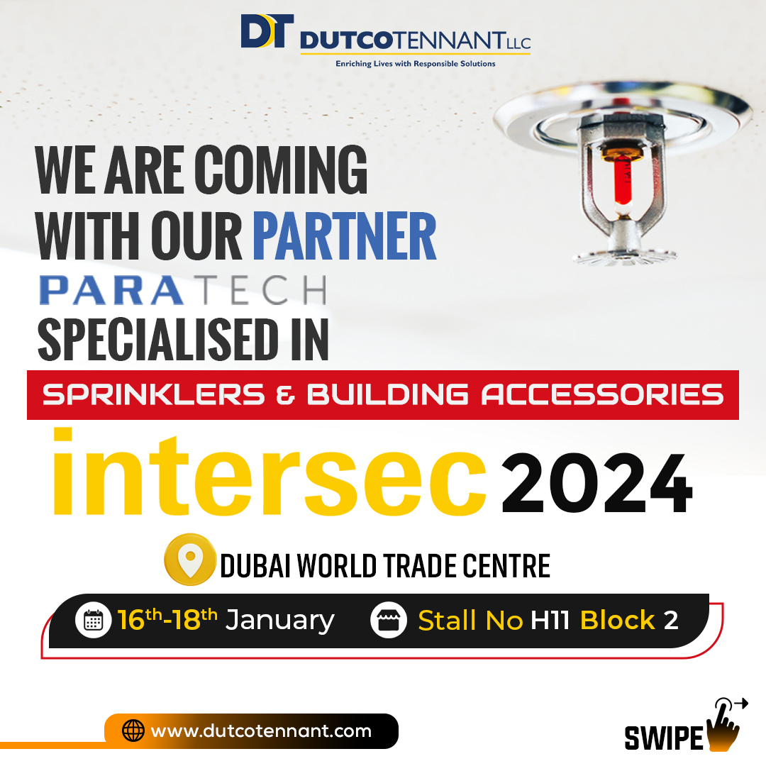 Dutcotennant's tweet image. Prepare yourself for an extraordinary experience as we showcase #Paratech UL-listed Flexible #Hose Systems and high-quality #Sprinkler Heads at #Intersec 2024. Uncover extensive insights about our showcase by navigating to shorturl.at/juvyN
#firefighting  #DutcoTennantLLC