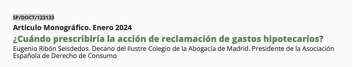 ¿Cuándo podrían prescribir los gastos hipotecarios? Lo aclaramos en el artículo publicado en SEPÍN (SP/DOCT/123133) analizando las distintas teorías y doctrina jurisprudencial. Nuestra tesis, es que en la interpretación más restrictiva, nunca antes del 14 de abril de 2024.