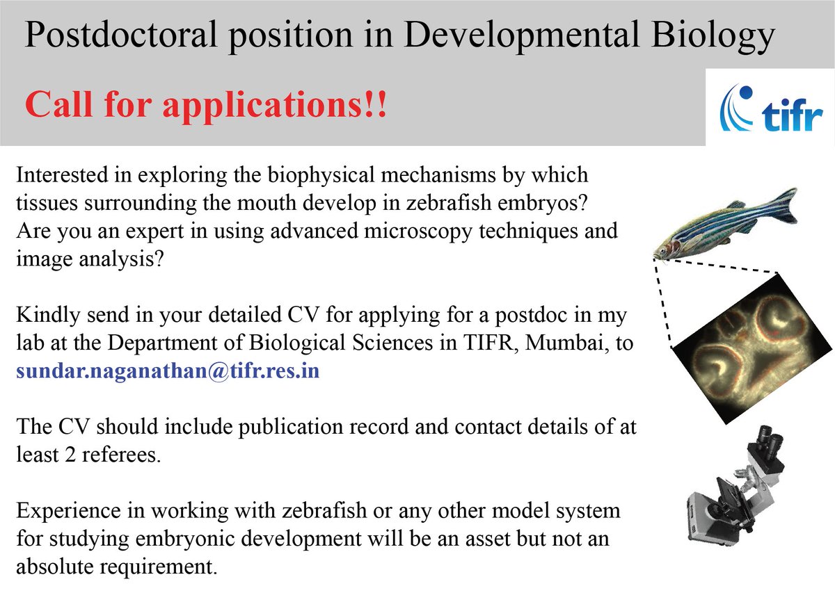 📢Call for applications!
We are looking to recruit a postdoctoral fellow for a fully-funded position in my lab <a href="/TIFRScience/">Tata Institute of Fundamental Research</a> 
The project will be highly #interdisciplinary &amp; will involve collaborations with physicists &amp; computer scientists
Please RT &amp; spread the word! Many thanks!