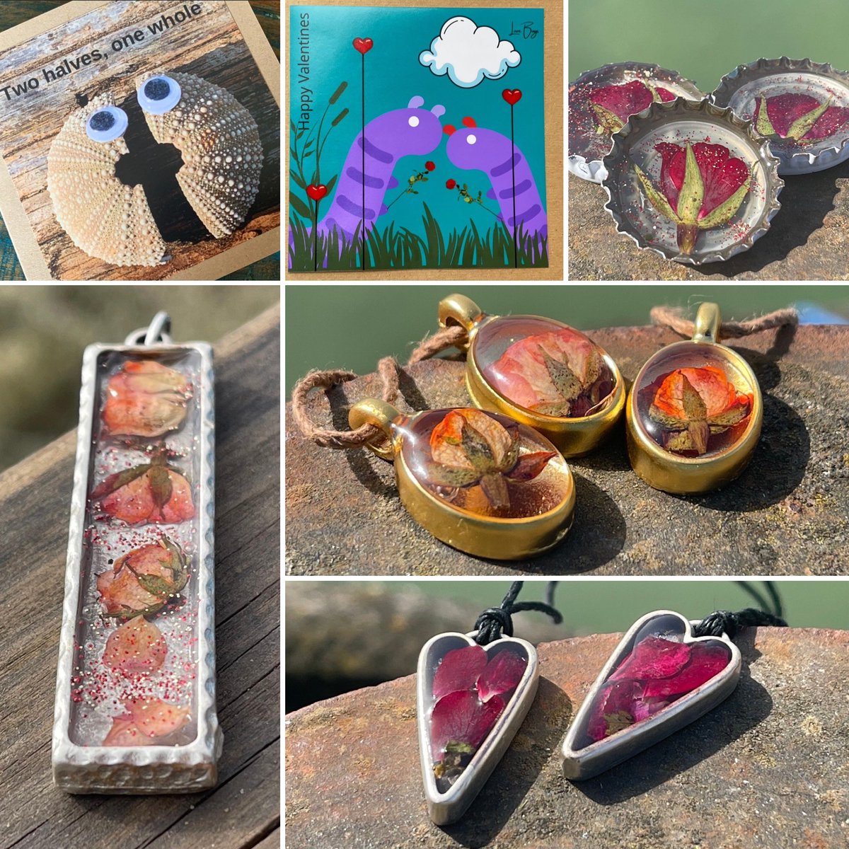 I thought I would put together a little collage showcasing some of my valentines ideas. Cards and flowers! I also have a couple of fab sea glass pendants that have been roughly shaped into a heart (shaped by the sea). ❤️ ecooctopus.etsy.com

#earlybiz #MHHSBD #elevenseshour