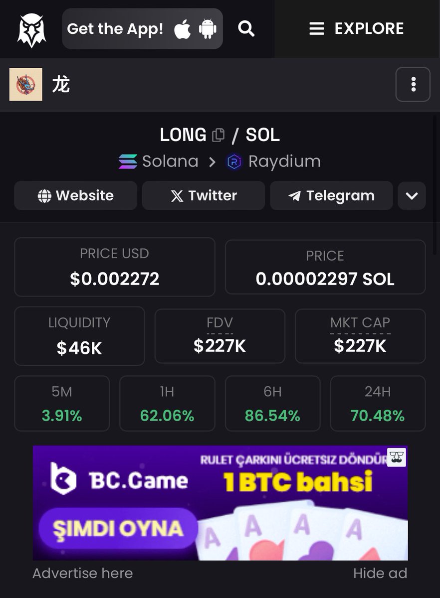 GM family 

I have been trading on $SOL ecosystem for a while , I recently bought this shitter $LONG

CA: gxNuJSHRScR7WkzQEYqvxVditaKkcc9V32KXPJLCbcT

Thesis : We are in 2024, Chinese new year , the year of the dragon, is just a few days away FEB 10th

ATH : 3.2mc 
Good r/r
$long