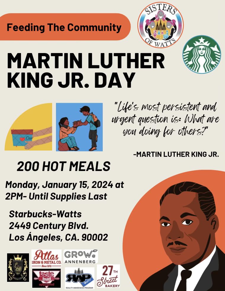sistersofwatts's tweet photo. Feeding the community. #watts #sistersofwatts #MLKDay2024 https://t.co/VCt2gl03tu