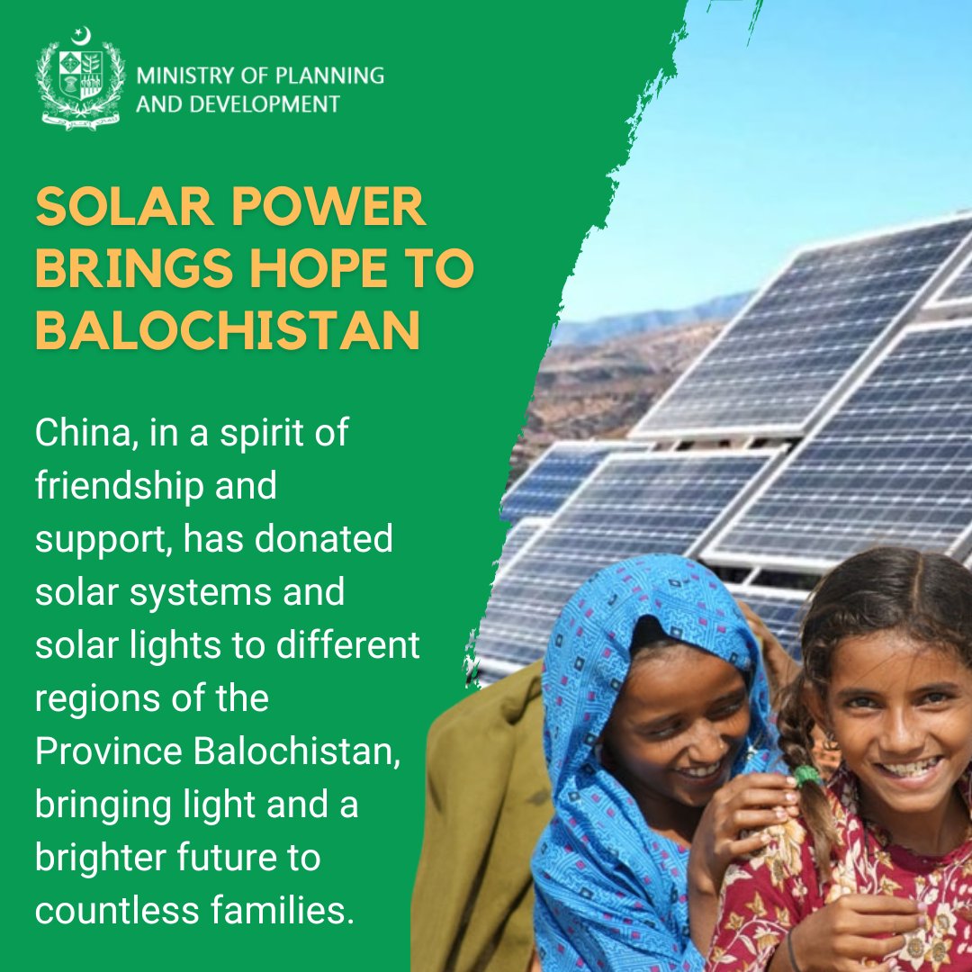 PlanComPakistan's tweet photo. 🇵🇰🇨🇳 A beacon of hope shines in #Balochistan.
China's donation of #solar_systems and #solar_lights illuminates not just homes, but also futures. This gift of clean energy empowers communities, fostering education, health, and environmental well-being.
#CPEC #PakChinDostiZindabad #LongLivePakChinaFriendship