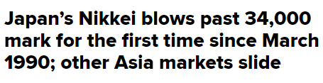 Macronextcom's tweet image. Japoński indeks NIKKEI 🇯🇵 rośnie dziś +2,01% 📈, przełamując szczyty z ostatnich 7 mies. i jest najwyżej od 34 lat. 💪#hossa