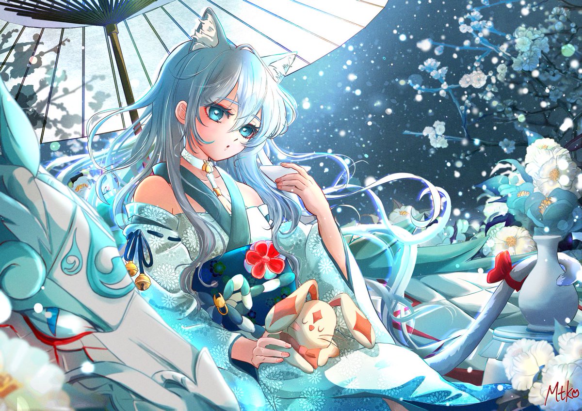 kura_matsuko's tweet photo. ❄️雪見酒-YUKIMIZAKE🍶
"Here are Zodia and the Spirits. They are having a quiet time watching the snow fall."
This is my submission for the 4th JUUNI Art Festival.
I drew this featuring Zodias of JUUNI.
The work progress is in comments below⬇️
#JUUNIbyou #JUUNI