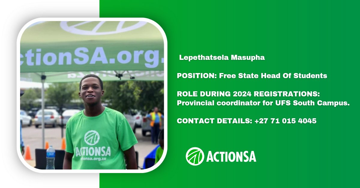 ActionSA_FS's tweet photo. THE VOICE OF YOUNG PEOPLE MUST BE HEARD.

The following young leaders will coordinate ActionSA structures in the following university campuses across the province. This is a step towards the right direction, and young people must take charge of their own destiny. #Youth #FS https://t.co/m1Tfor8g9U