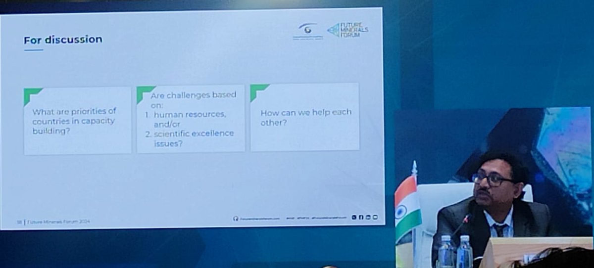 MinesMinIndia's tweet photo. Diving into the Future Minerals Forum 2024, Dr. Sudip Bhattacharyya, Dy. DG, @GeologyIndia showcased India's NGDR portal and advocated for AI/ML integration. He spotlighted GSI's Training Institute, a hub for international training and capacity enhancement.
#FutureMinerals #NGDR #FMF2024 #criticalminerals
@IndianEmbRiyadh
