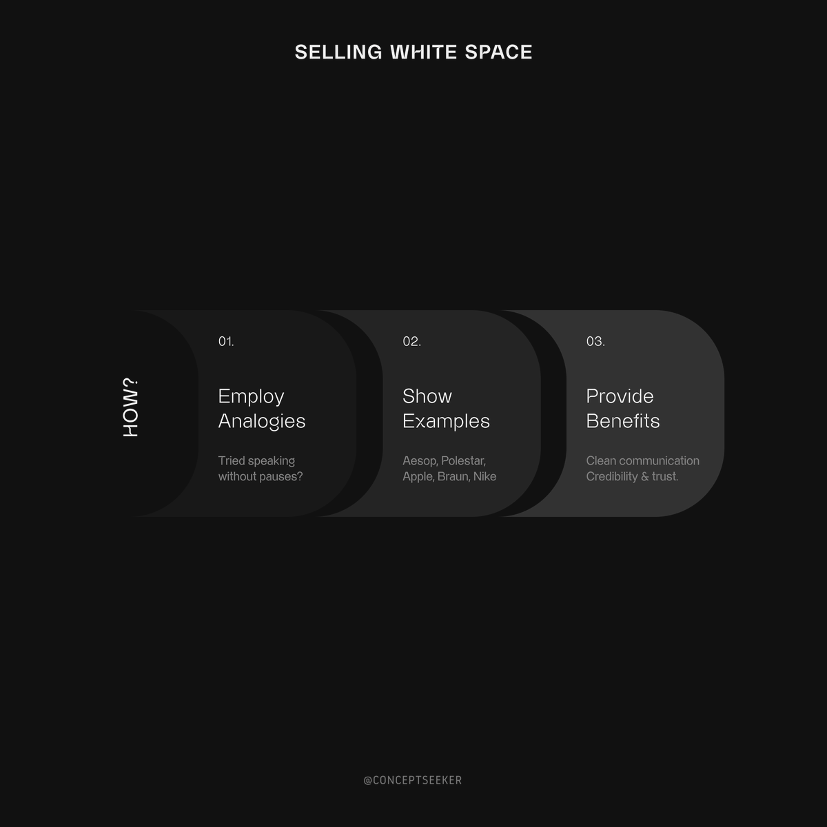 Straightforward Guide to Selling White Space in Your UI Designs.

#concetseeker #concept #design #designer #designers #productdesign #productdesigner #ui #uidesign #uiux #uxdesign #servicedesign #brandstrategy #uidesign #uidesigner