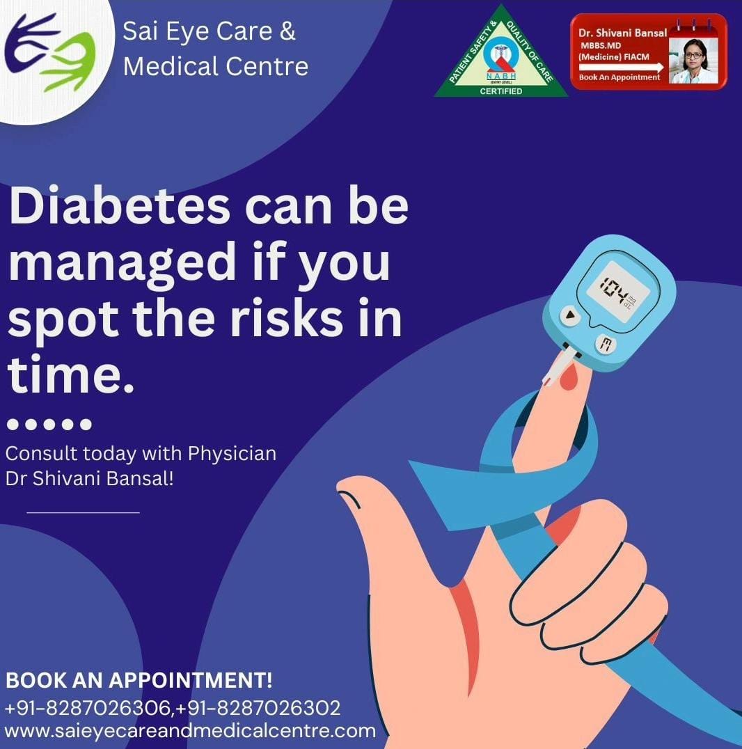 saieyecare01's tweet photo. “Take control of your diabetes and your life on time– consult today with the compassionate expertise of Physician Dr. Shivani Bansal."
.
.
Call for Enquiry:-📲
+91-8287026306,
+91-8287026302
.
Visit:💻 https://t.co/QO5FnmhT7f
.
.
#diabetes #manage #sugar #sugarlevel #controlsugar https://t.co/JTON0vIZDe