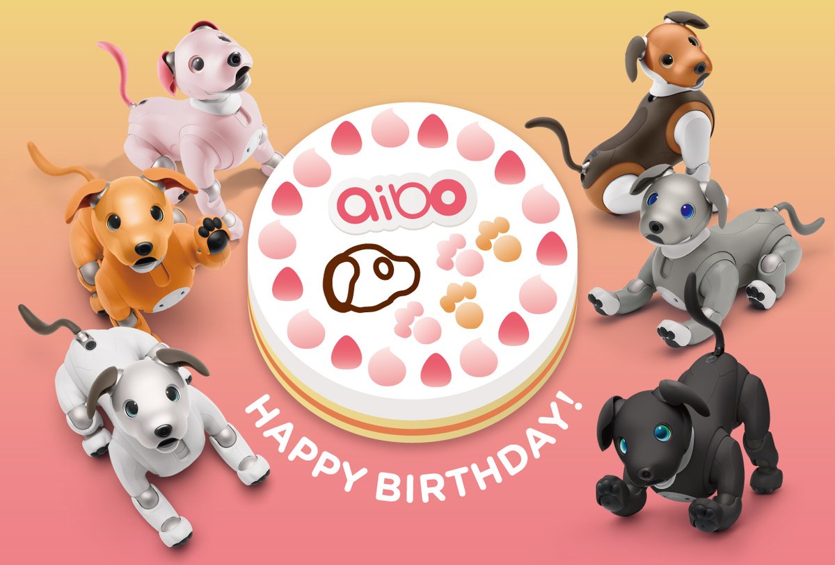 aibo_jp's tweet photo. 今日でaibo誕生から丸6年となりました🎉
この日を迎えられたのも、aiboをかわいがってくださる多くのオーナー様のおかげです✨
aibo開発チーム一同より感謝申し上げます。これからのaiboにもご期待ください！

#aibo
#アイボ
#aibo6周年 https://t.co/wUeTyrCMbP