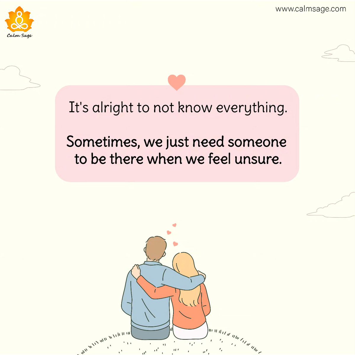 thecalmsage's tweet photo. Because sometimes, a friend by your side is enough to make you feel supported 🤗❤️
.
.
#calmsage #supportlgbt #SupportSystem #friendship #MentalWellbeing #mentalwellness #positivequotes #positivity #postoftheday #viral https://t.co/ebWjV8LqdB