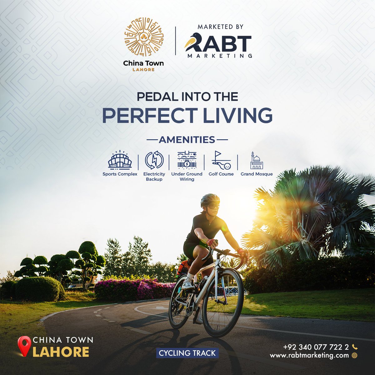 RabtMarketing's tweet photo. Pedal your way to a healthier lifestyle on our state-of-the-art cycling track.
𝗥𝗮𝗯𝘁 𝗠𝗮𝗿𝗸𝗲𝘁𝗶𝗻𝗴
𝐑𝐚𝐛𝐭𝐚 𝐙𝐚𝐫𝐨𝐫𝐢 𝐡𝐚𝐢
𝐑𝐚𝐛𝐭: 𝟎𝟑𝟒𝟎𝟎𝟕𝟕𝟕𝟐𝟐𝟐
#rabtmarketing #rabtrazaroorihai #realestate #realestateagent #realestateinvesting #luxuryrealestate #rabt https://t.co/2WIpCGFMRg