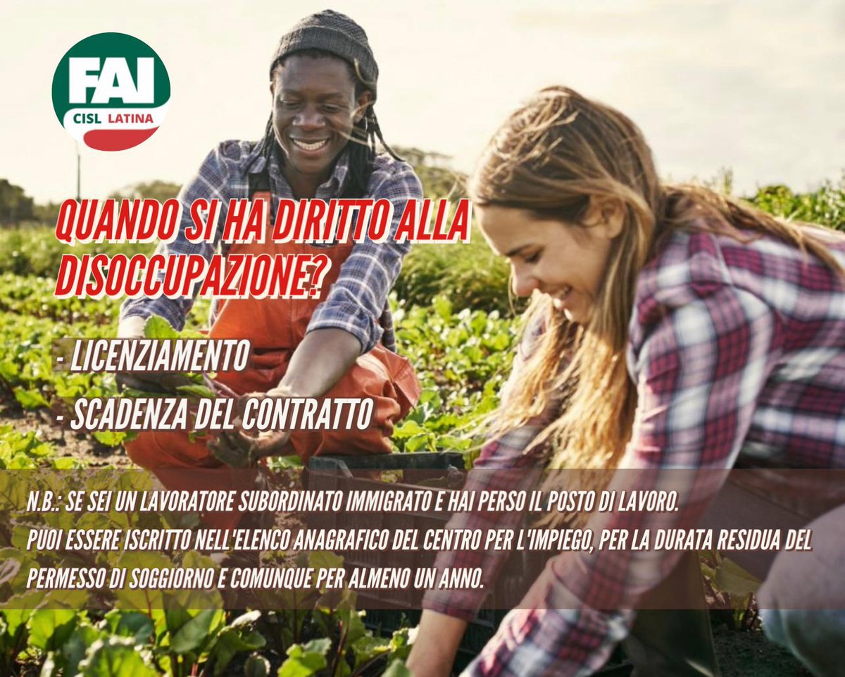 Fai_Cisl_Latina's tweet photo. Sei una #lavoratrice o #lavoratore dipendente #agricolo e sei stato #licenziato o il tuo #contratto è scaduto?
Puoi chiedere la #DisoccupazioneAgricola
Leggi le info nelle immagini e rivolgiti alla sede #FaiCisl o alla struttura #InasCisl più vicina a te.
https://t.co/88plzM2cwA https://t.co/kesZD9jZfy