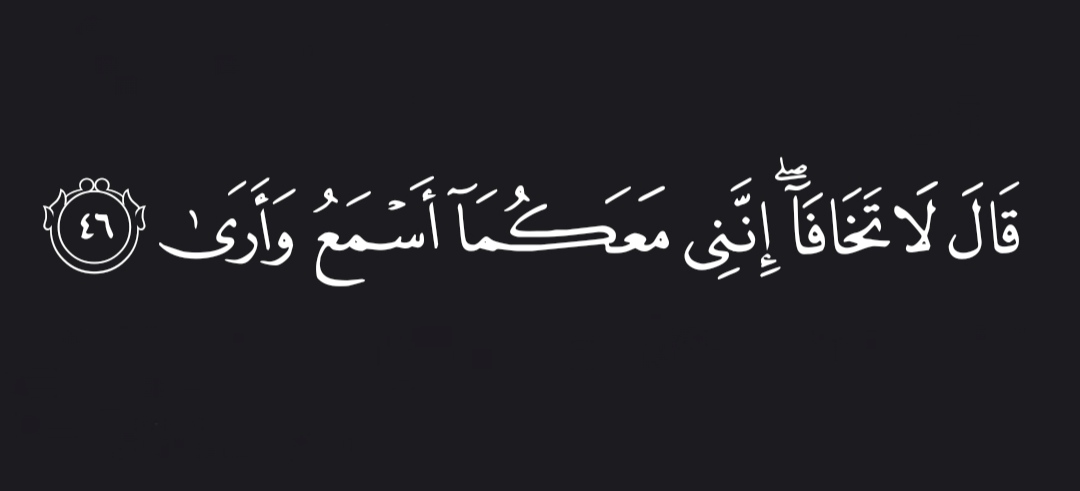 “Allah reassured ˹them˺, “Have no fear! I am with you, hearing and seeing.” -Al Qur’aan [20:46]