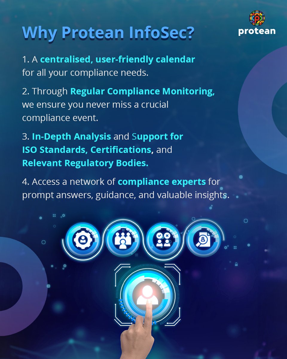ProteanEgovTech's tweet photo. 🔎Don't lose your way! Let our comprehensive Managed Compliance Service be your trusty guide.

Navigating the complex seas of regulations is non-negotiable in today's business world. Compliance isn't just a choice; it's a necessity.

🚀 Our Managed Compliance Service is your compass, ensuring your business sails smoothly through the ever-evolving regulatory landscape.