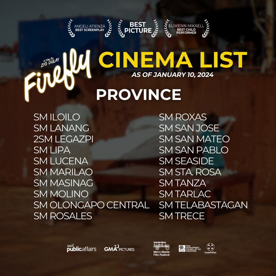 RadsonKISMET's tweet photo. PUWEDE PANG HUMABOL SA PAGHAHANAP SA ISLA NG MGA ALITAPTAP! β¨
Don't miss the chance to see it on the PH big screen until January 14, 2023.
#FireflyMovie | #FireflyMMFF
#MMFF2023
#RadsonFloresKISMET
https://t.co/oVjnwHXIaV