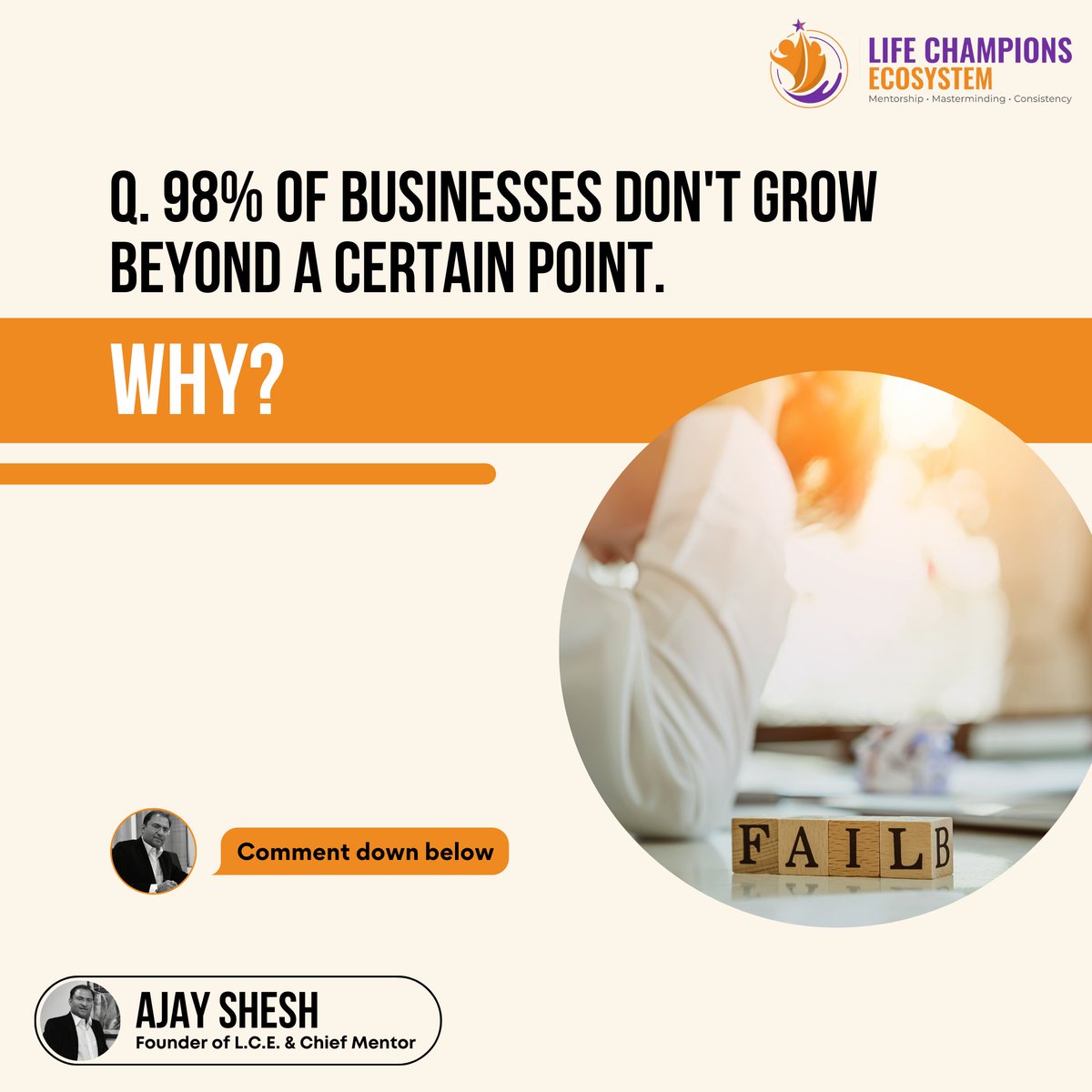 lcecosystem's tweet photo. Have you ever wondered why most businesses hit a peak in their #growth?
Surprisingly, 98% struggle to break through a certain point. But why? Comment with a 1-word answer.
.
.
#ThriveWithLCE #SheshSolutions #AskAjayShesh #business #businesssuccess #businessadvice #businesstips https://t.co/LRsHyXRcUm
