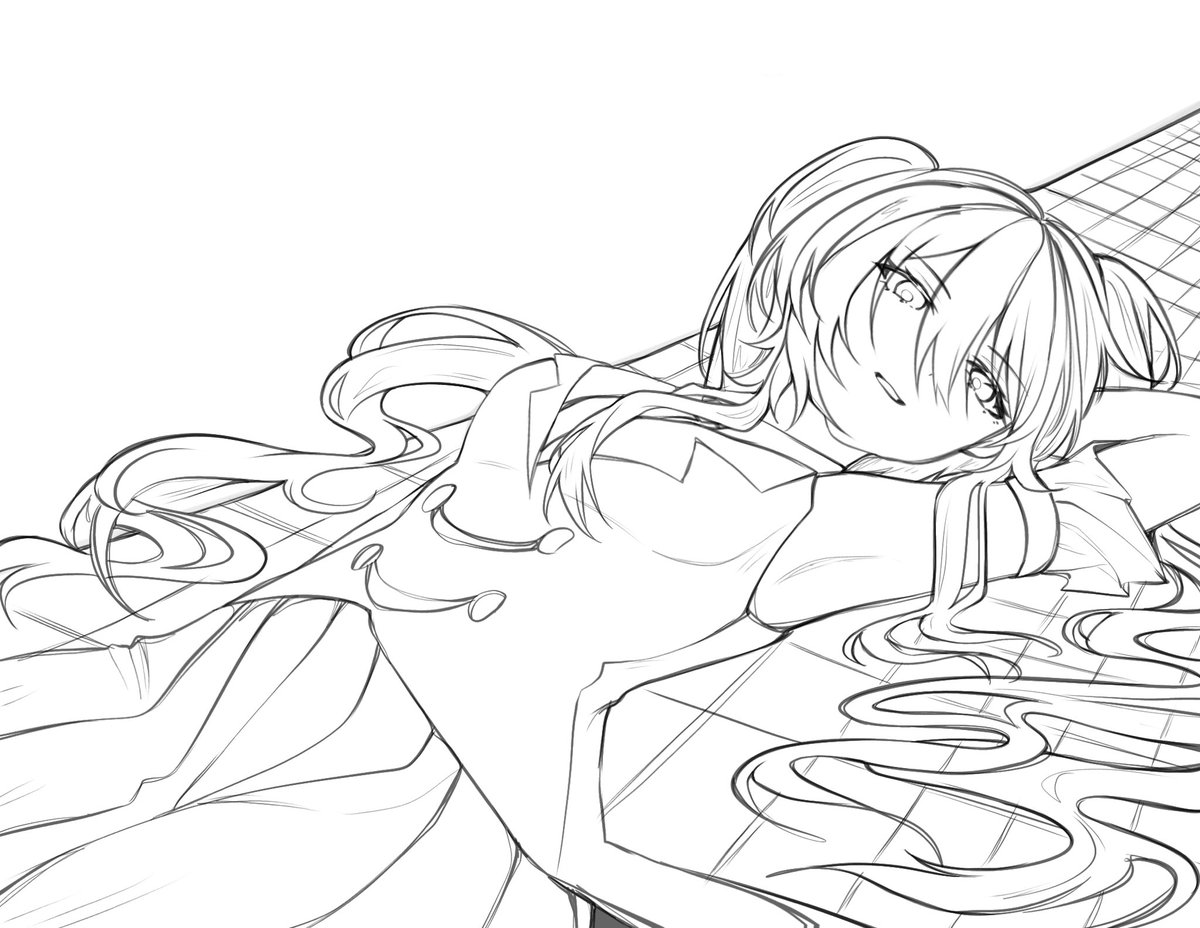 HanakiIchika's tweet photo. Lineart!! #wip #digitalart #perspective #fyp #foryou #foryoupage #fypage https://t.co/zE9Vi0UE9W