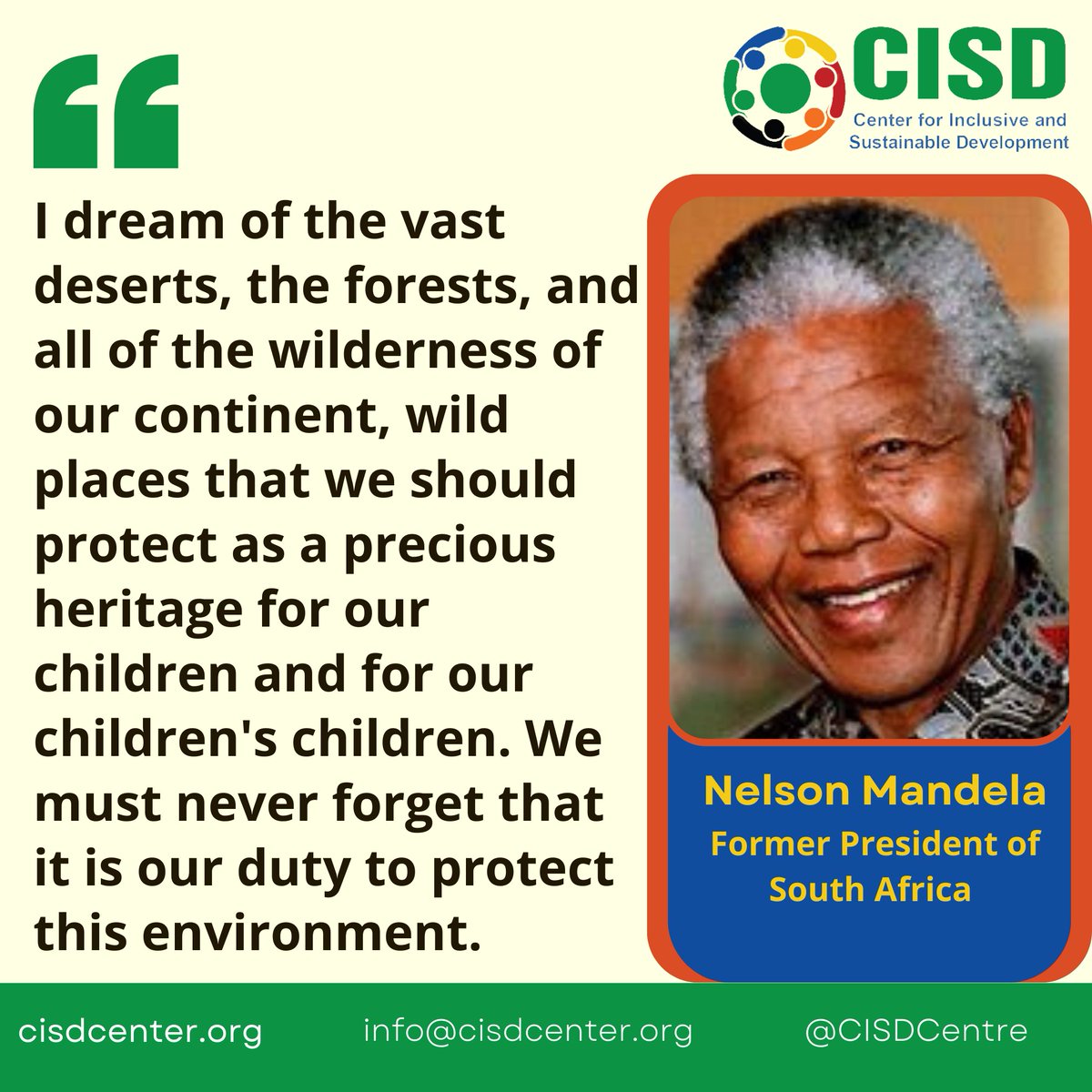 Let's heed Nelson Mandela's wisdom: 'We must never forget that it is our duty to protect the environment.' #Protecttheenvironment #LegacyForGenerations #ClimateAction #ClimateEmergency #environmentprotection #environment