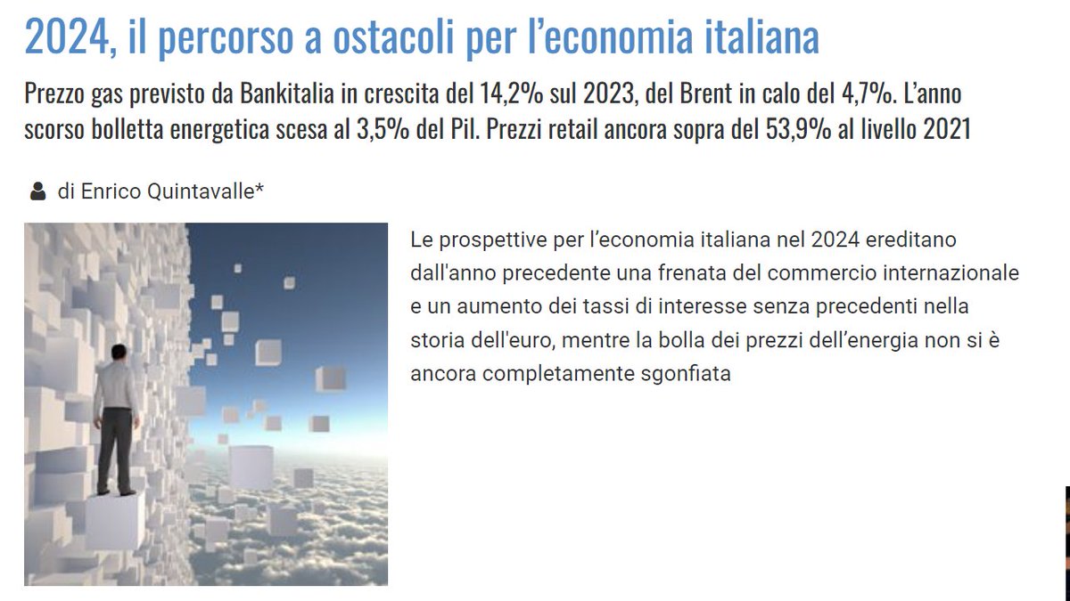 e_quintavalle's tweet photo. Le prospettive del 2024 nell'analisi #UfficioStudi @Confartigianato su #Imprese ed #energia in @QuotidianoEnerg https://t.co/3wt8WlGJgY #prezzi #inflazione #gas #oil #elettricità #bollettaenergetica #politiche economiche #congiuntura #tassi #investimenti #export #madeinitaly https://t.co/VYDZ9prVmG