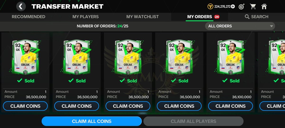 MariusMM06's tweet photo. BIG PROFIT ✅
👉Oblak:
- Bought : 27.5 M
-Sold : 36.5 M 🪙
👉Ronaldinho:
-Bought : 19.6 M
-Sold : 26.5 M 🪙
👉F. Hierro:
-Bought: 7.8 M
-Sold: 10.8 M 🪙
 
Follow me for more tips 🤝
I will post market tips here  👉https://t.co/Y3xZCzFXyK 
 
I appreciate♥️🔄🤝 https://t.co/fub9GKpbk7