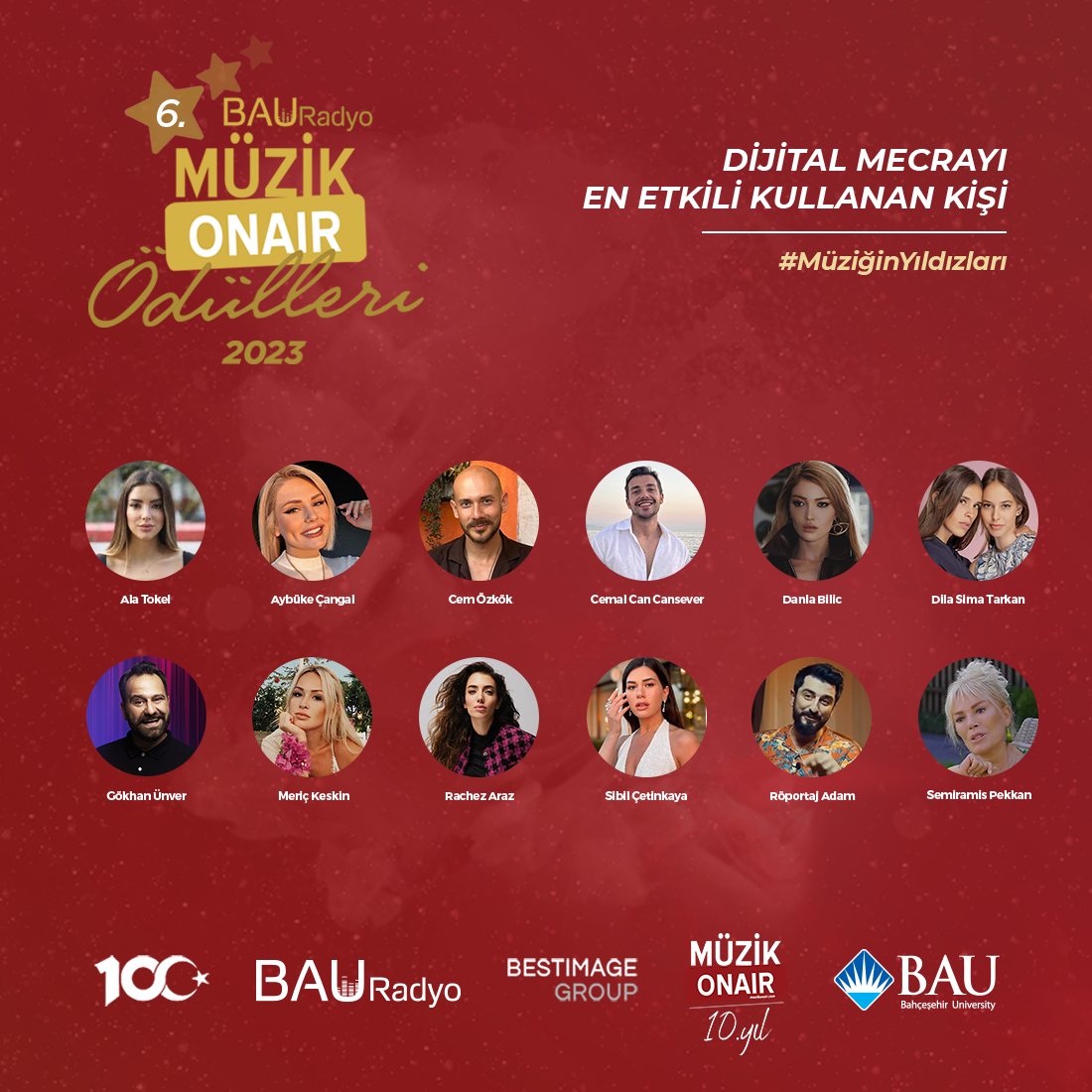 #MüzikonairÖdülleri 2023 Yılının 'DİJİTAL MECRAYI EN ETKİLİ KULLANAN KİŞİ Ödülü adayları 

Oy vermek için : 🏆😍 muzikonairodulleri.com

#müziğinyıldızları