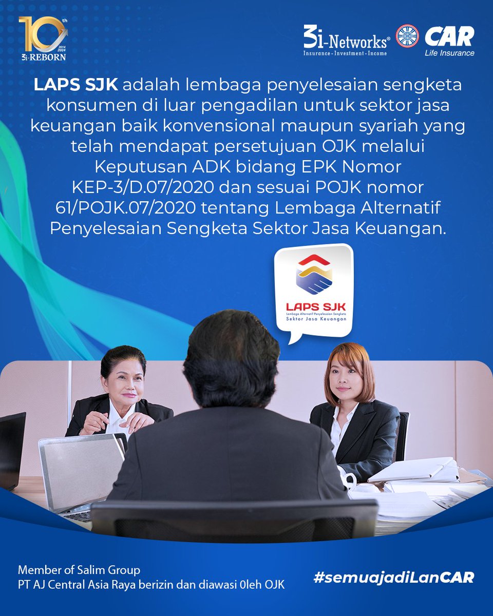CARLife_ID's tweet photo. Punya sengketa di sektor jasa keuangan? Jangan khawatir dan risau, karena kini telah hadir LAPS SJK sebagai salah satu pilihan alternatif penyelesaian sengketa selain pengadilan.Apakah itu LAPS SJK? Yuk sama-sama kita simak#lapssjk #pahamidanmilikiasuransi #CARLifeInsurance https://t.co/KkXRWmlSkr