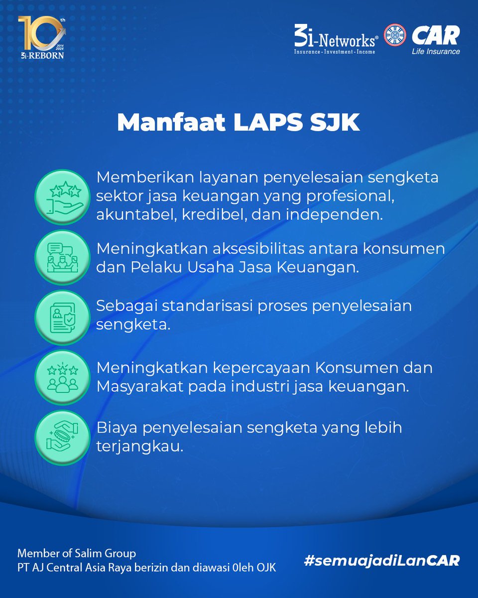 CARLife_ID's tweet photo. Punya sengketa di sektor jasa keuangan? Jangan khawatir dan risau, karena kini telah hadir LAPS SJK sebagai salah satu pilihan alternatif penyelesaian sengketa selain pengadilan.Apakah itu LAPS SJK? Yuk sama-sama kita simak#lapssjk #pahamidanmilikiasuransi #CARLifeInsurance https://t.co/KkXRWmlSkr