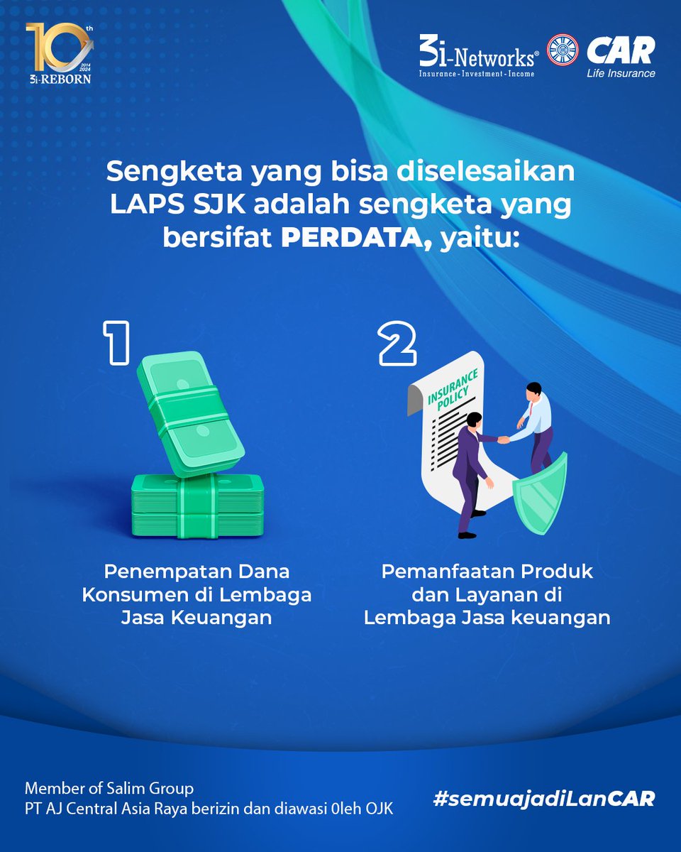 CARLife_ID's tweet photo. Punya sengketa di sektor jasa keuangan? Jangan khawatir dan risau, karena kini telah hadir LAPS SJK sebagai salah satu pilihan alternatif penyelesaian sengketa selain pengadilan.Apakah itu LAPS SJK? Yuk sama-sama kita simak#lapssjk #pahamidanmilikiasuransi #CARLifeInsurance https://t.co/KkXRWmlSkr