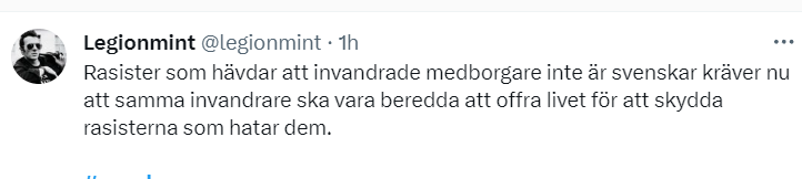 ThomasAlfven's tweet photo. #svpol Enligt puckot här så tycks han mena att svenskar med invandrarbakgrund bara kommit hit för välfärden. Bara för rättigheter och inga skyldigheter.

Svårt att tolka på annat sätt. Snacka om rasist. https://t.co/3wWtvBciXa