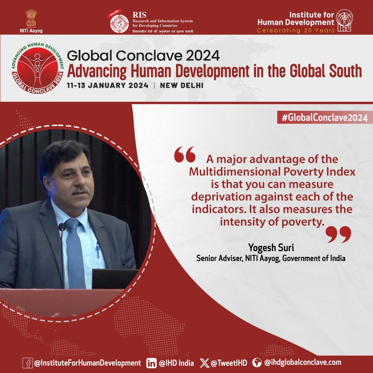 Yogesh Suri speaks at the Pre-Conclave Symposium of the Global Conclave 2024 hosted by IHD in its Silver Jubilee year. Watch Live:- youtube.com/live/VGOqvu3xc… #GlobalConclave2024 #IHD25Years #IHDIndia #UNIndia #UNDP #UN