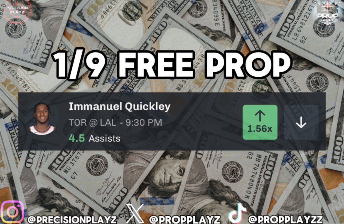 PrecisionPlayzD's tweet photo. 🏀 NBA Plays Recap 1/9/24 🏀

✅ Immanuel Quickley o4.5 AST

1-0 on FreePlays today. One of our Premium Discord members @Matt__Cota goes 9-0 🧹. Link is in my bio

❤️ &amp; ♻️

#GamblingX #NBA #PrizePicks #NBAX  #GamblingTwitter https://t.co/Dp9drY2iG7