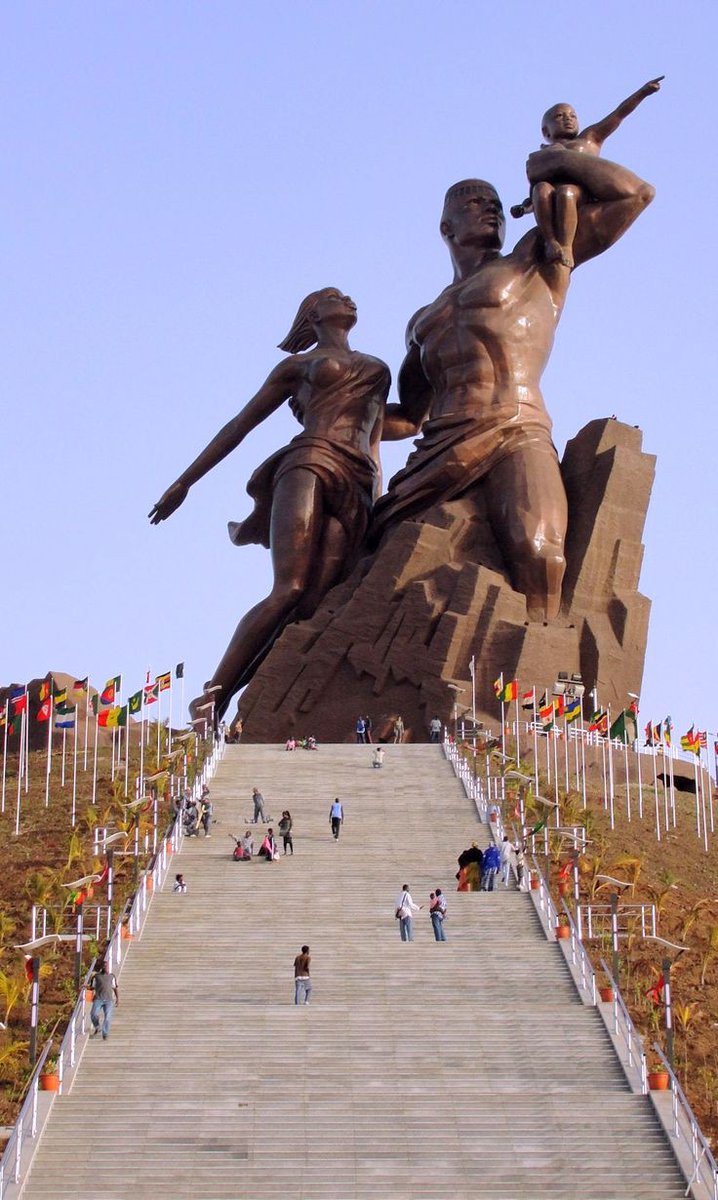 afromorphism's tweet photo. THE AFRICAN RENAISSANCE MONUMENT

📍Collines des Mamelles near Dakar, Senegal,
-------------------------------

The Monument stands at a height of 52 m (171 ft). Overlooking the Atlantic Ocean, this bronze statue was conceived by Senegalese Architect Pierre Goudiaby Atepa, https://t.co/zCh4V0Ypmi