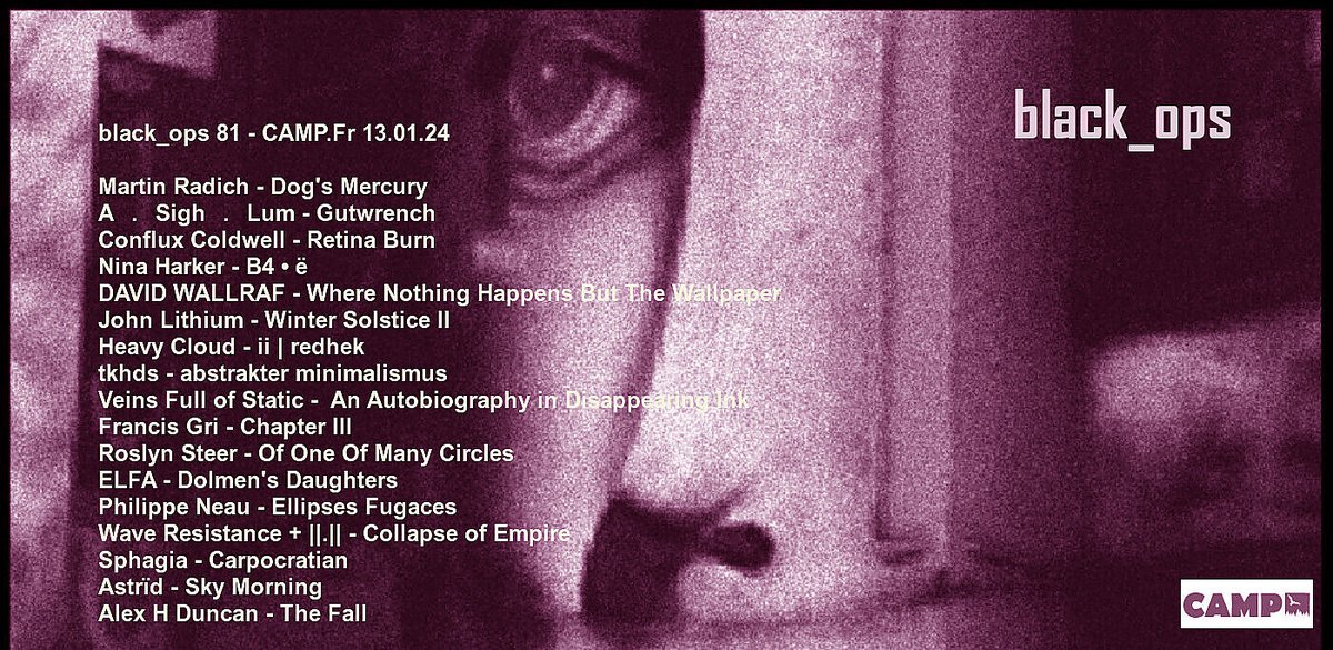 listen.camp saturday
with thx
#WomenofNoise #ConfluxColdwell #DAVIDWALLRAF
<a href="/JohnLithiumLI/">John Lithium</a> <a href="/heavycloudhaze/">Ryan</a> <a href="/tukahdus/">Tukahdus | tkhds</a>
<a href="/colossalhorse/">colossalhorse</a> @Waxing_Cres_Rec @francisgri_art
<a href="/If_I_Were_Ann/">Roslyn Steer</a>  #PhilippeNeau <a href="/ivo_petrov/">Ivo Petrov</a>
#WaveResistance #Sphagia <a href="/falsewalls37/">False Walls</a> 
#Astrïd <a href="/sndassassin/">Alex H.Duncan</a>