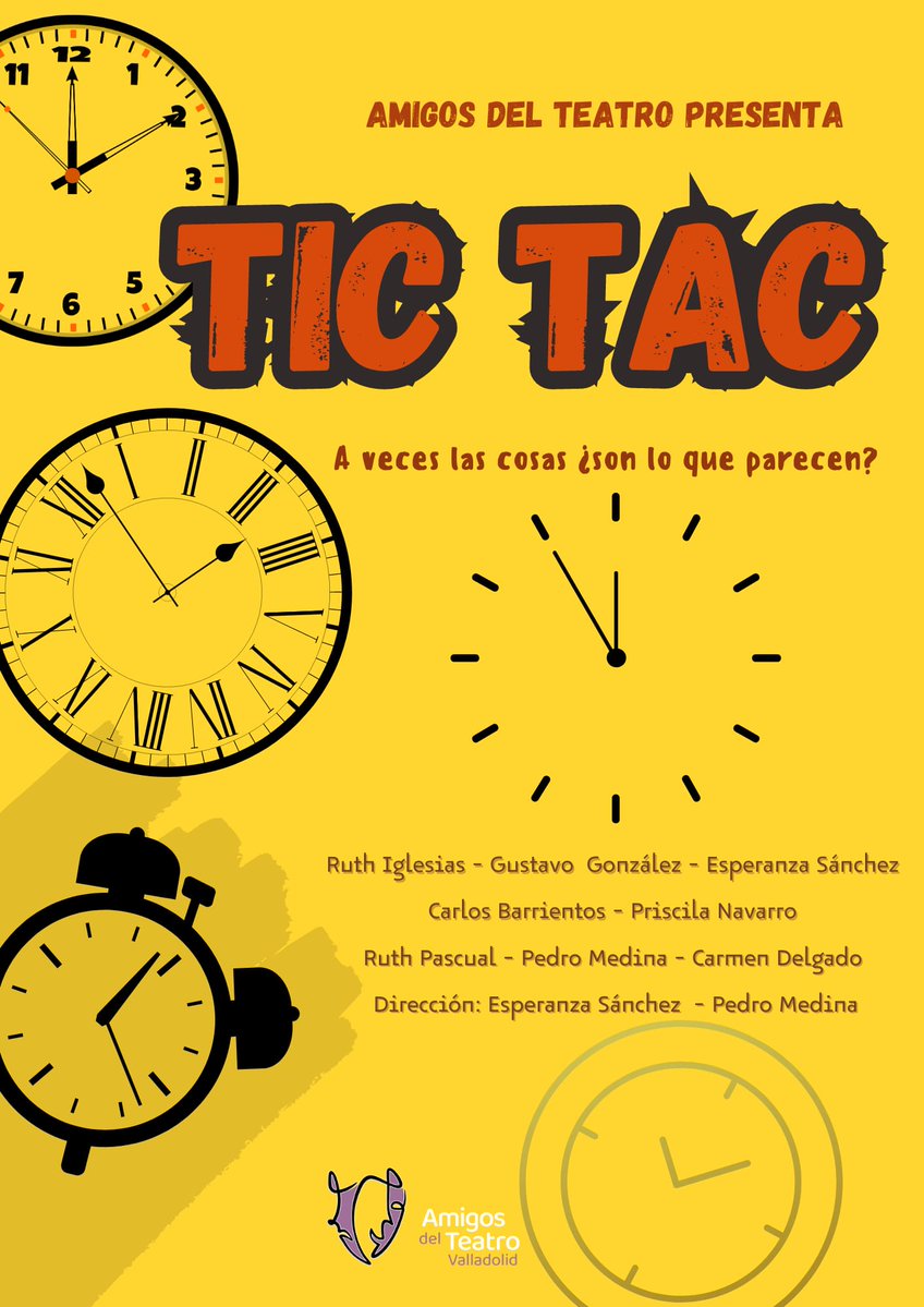 Cuatro deliciosas tramas que te encandilaran tanto que no querrás apartar la vista del escenario. Amigos del Teatro te trae Tic Tac! Donde todo es lo que parece... o no
🎟teatrozorrilla.es
🗓 21 de enero
#teatro #misterio #planesenvalladolid @Amiteatroval