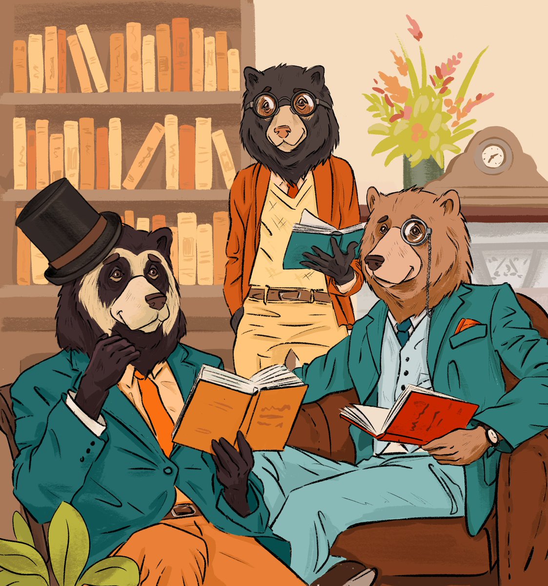 In the dimly lit library, Dandies with impeccable attire and refined tastes lounged amidst shelves filled with leather-bound books. The rustle of pages turned with an air of sophistication, as they exchanged witty banter and indulged in the timeless allure of literature,