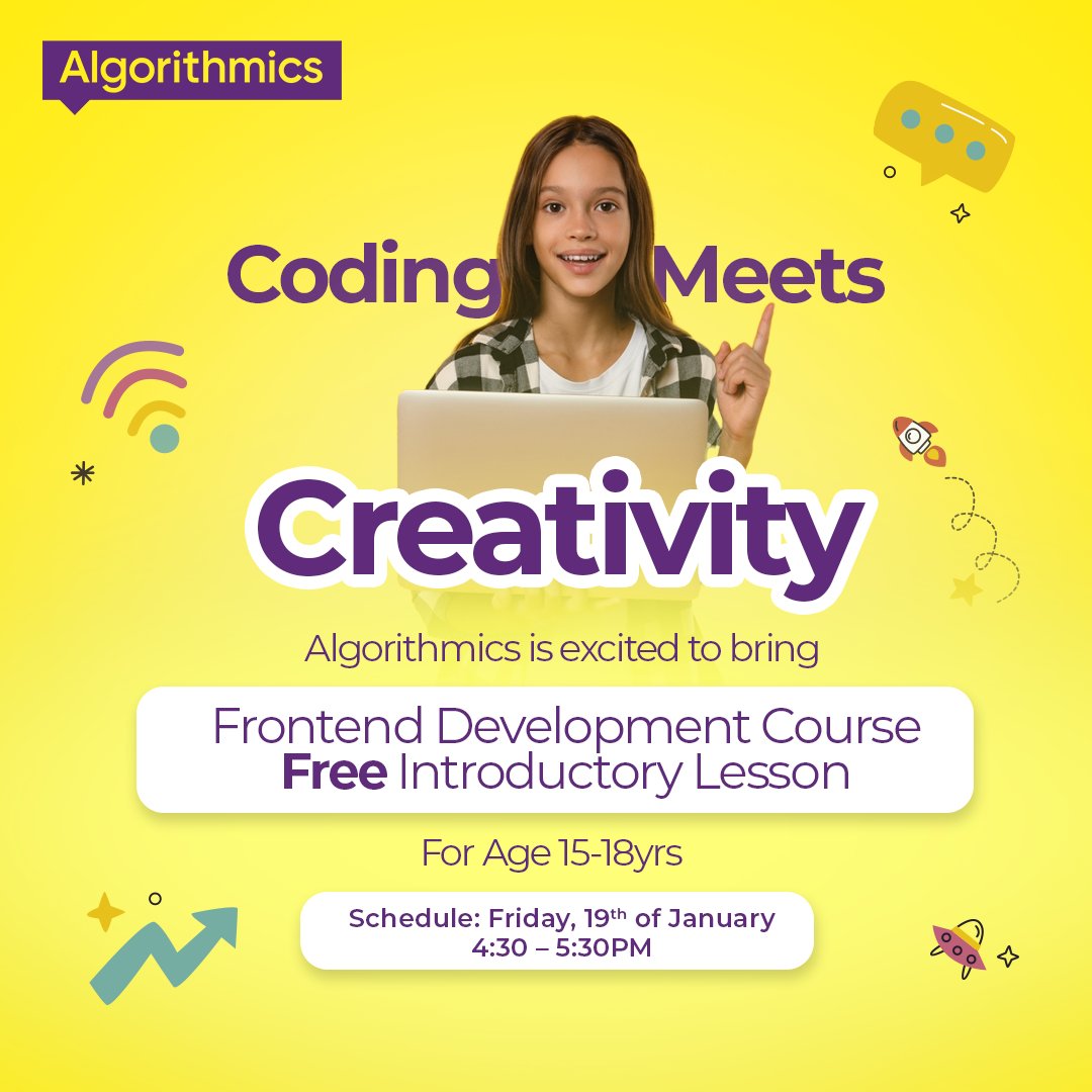 AlgorithmicsPK's tweet image. Discover the realm of coding and the digital world this Friday between 4:30 and 5:30 PM. Are you prepared to shape your future through coding?

For Details:

🌐Visit our website: lnkd.in/d9GQRg_a 

📞WhatsApp: +923188226563

#AlgorithmicsPK